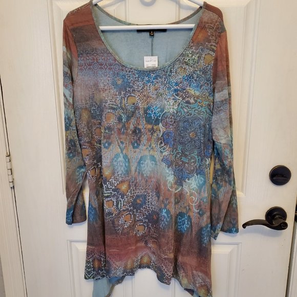 French Bazaar Shark Bite Tunic Size XL - Picture 1 of 4